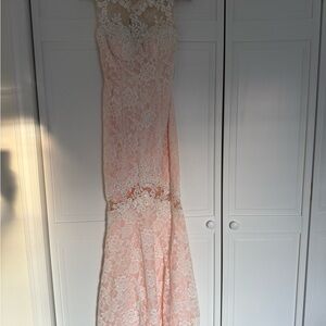 Pink Halter Sleeveless Prom Gown